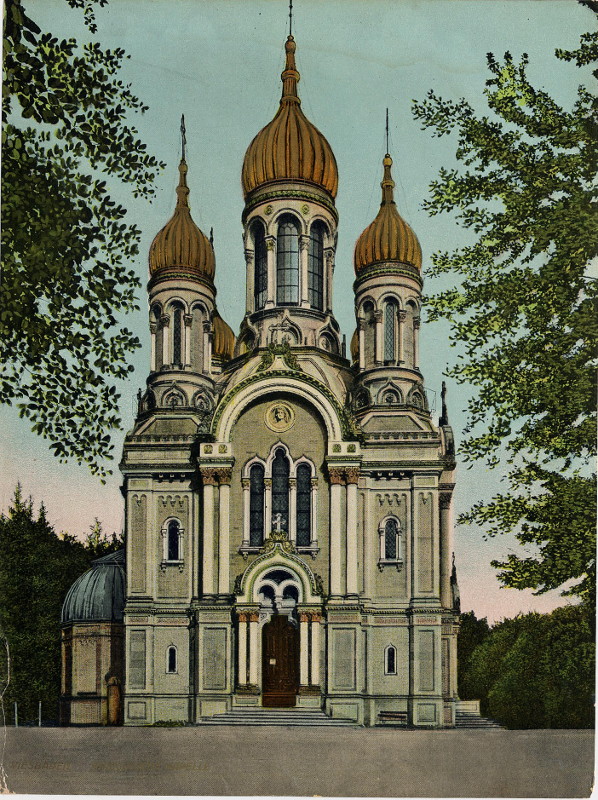 afbeelding van prent Wiesbaden, Griechische Kapelle van nn (Wiesbaden)