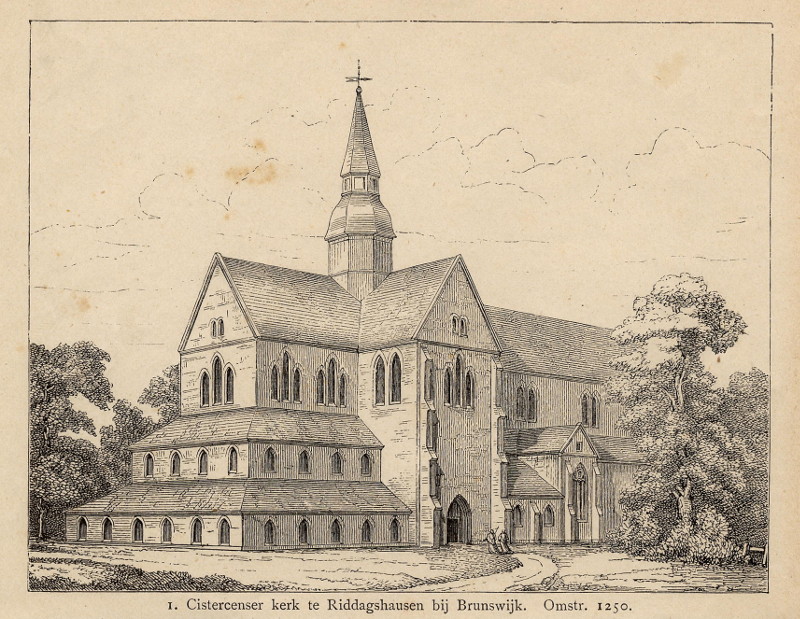 afbeelding van prent Cistercenser kerk te Riddagshausen bij Brunswijk van nn (Riddagshausen)