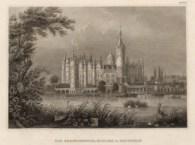 afbeelding van prent Das Grossherzogl. Schloss in Schwerin van nn (Schwerin)