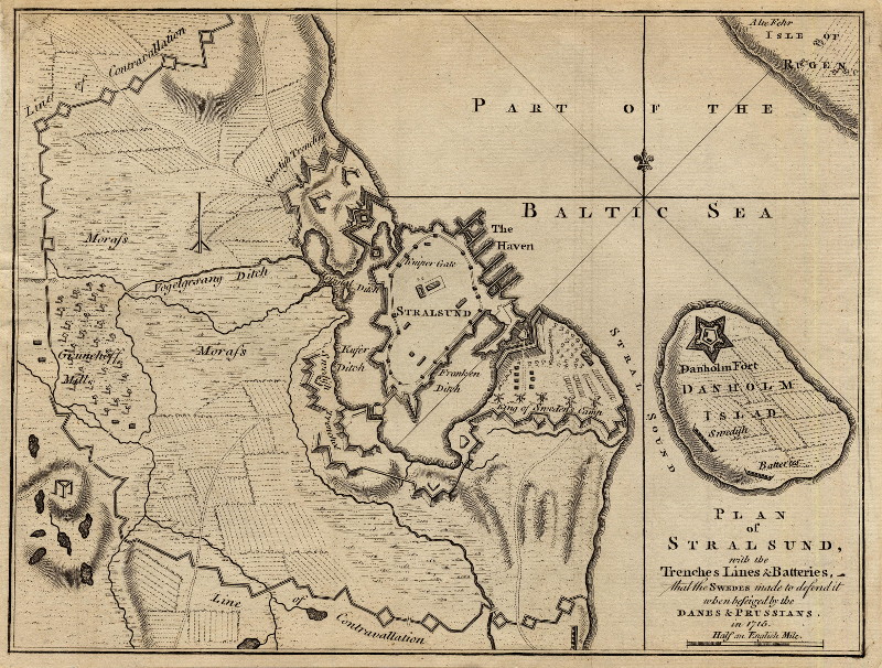 afbeelding van plattegrond Plan of Stralsund with the Trenches, Lines and Batteries van nn (Stralsund)