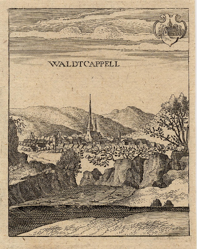 afbeelding van prent Waldtcappell van M. Merian (Waldkappel)