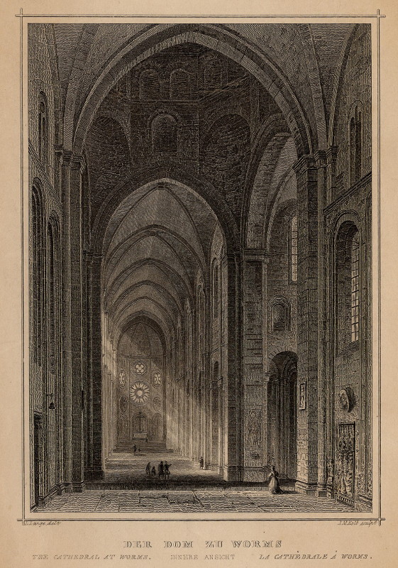 afbeelding van prent Der Dom zu Worms van L. Lange, J.M. Kolb (Worms)