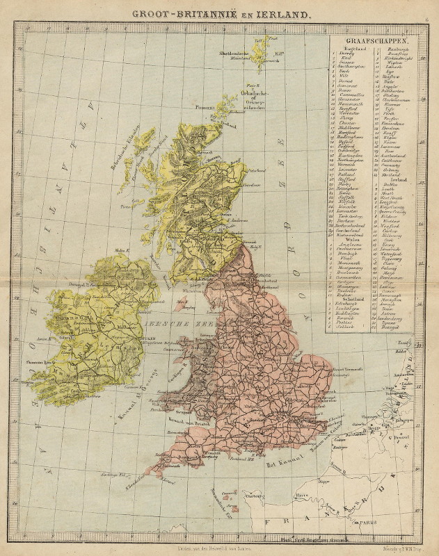 afbeelding van kaart Groot-Brittanie en Ierland van P.W.M. Trap