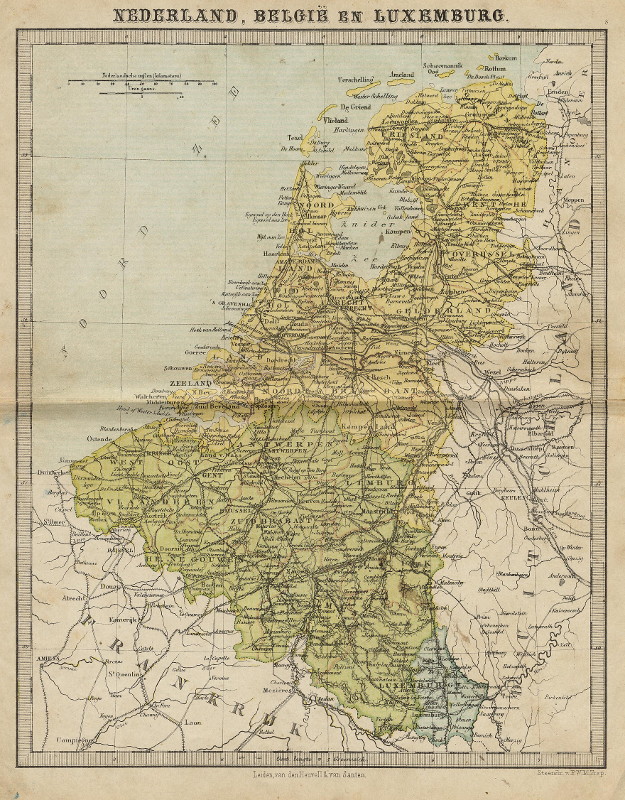 afbeelding van kaart Nederland, Belgie en Luxemburg van P.W.M. Trap