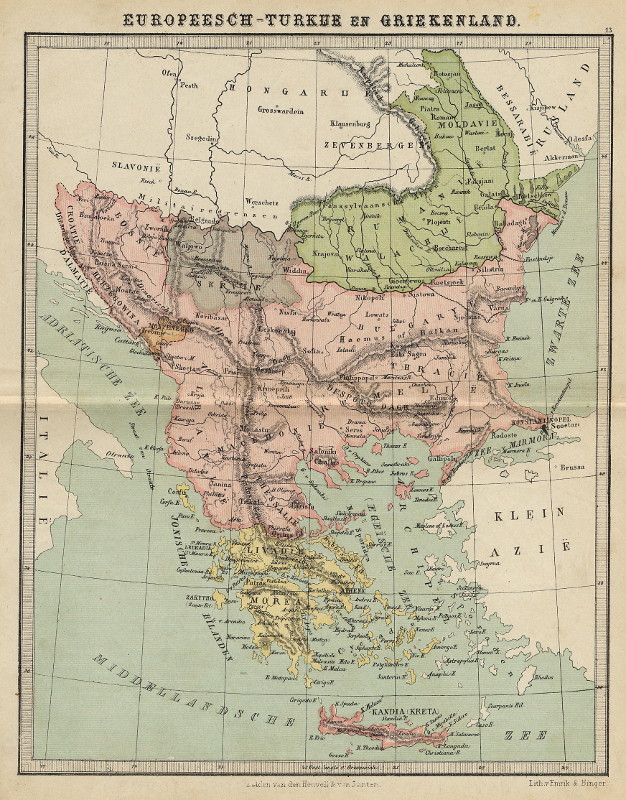 afbeelding van kaart Europeesch-Turkije en Griekenland van Emrik & Binger