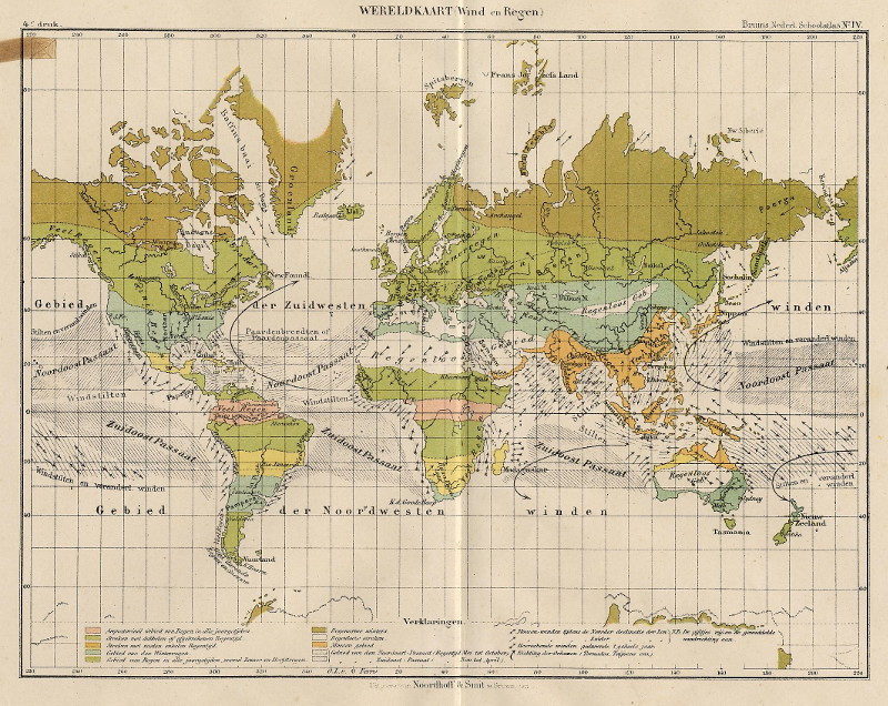 afbeelding van kaart Wereldkaart (Wind en Regen) van F. Bruins