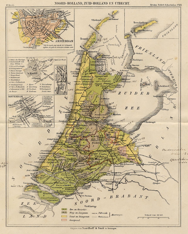 afbeelding van kaart Noord-Holland, Zuid-Holland en Utrecht van F. Bruins