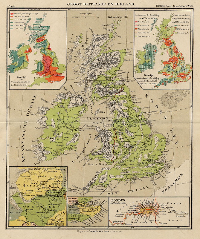afbeelding van kaart Groot Brittanje en Ierland van F. Bruins