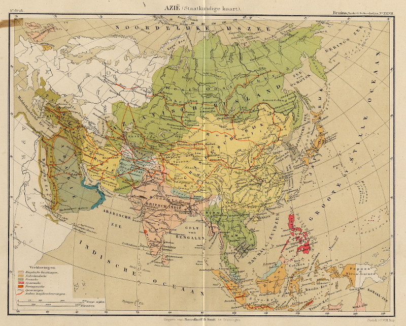 afbeelding van kaart Azie (Staatkundige kaart) van F. Bruins