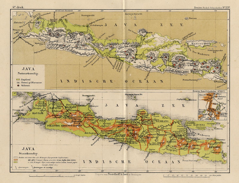 afbeelding van kaart Java Natuurkundig en Staatkundig van F. Bruins