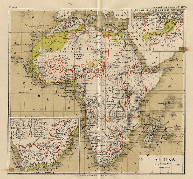 afbeelding van kaart Afrika van F. Bruins