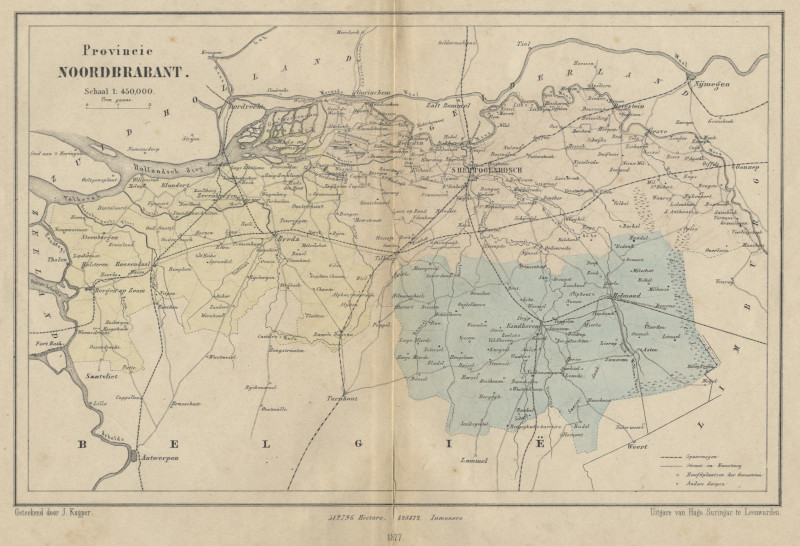 afbeelding van kaart Provincie Noordbrabant (fout in midden) van Jacob Kuyper