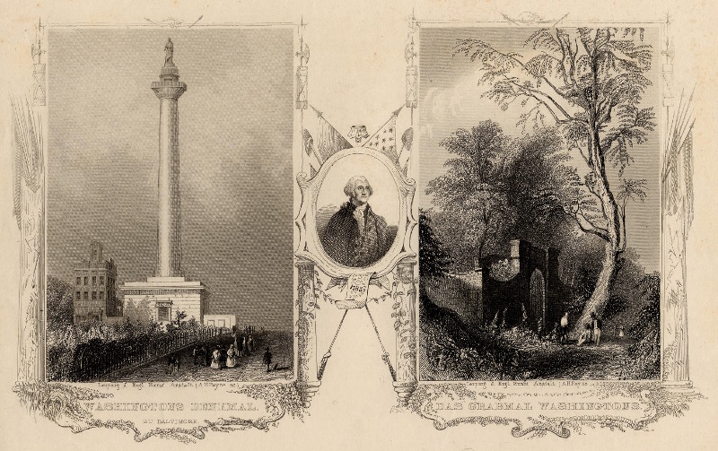 afbeelding van prent Washingtons Denkmal zu Baltimore, Das Grabmal Washingtons van A.H. Payne (Baltimore)