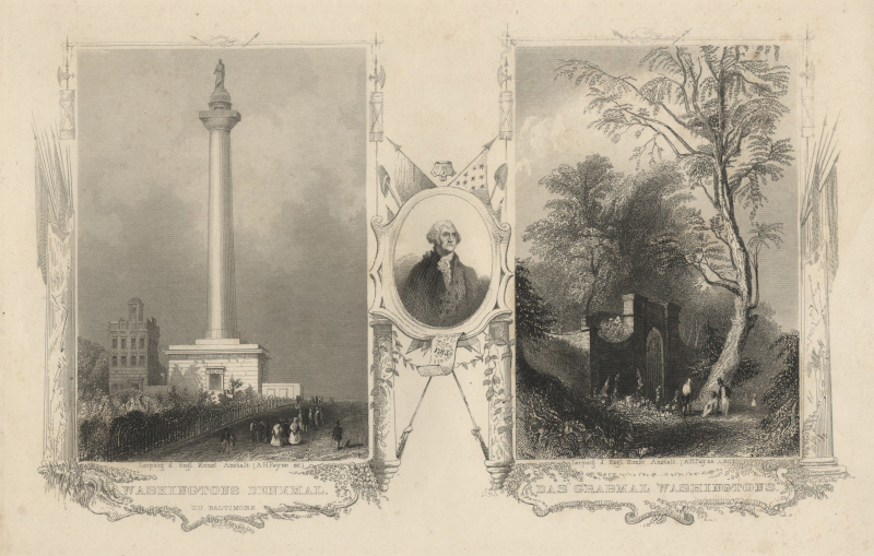 afbeelding van prent Washingtons Denkmal zu Baltimore, Das Grabmal Washingtons van A.H. Payne (Baltimore)