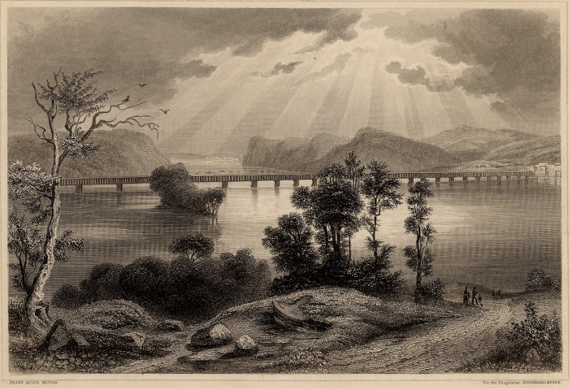 afbeelding van prent Columbia Bridge (Susquehanna) van H.J. Meyer (Columbia, Wrightsville)
