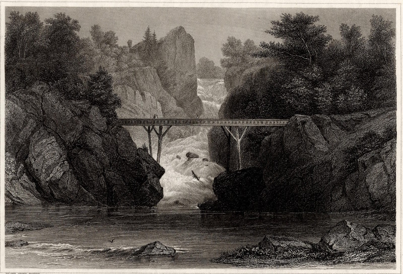 afbeelding van prent Norwich Bridge (Connecticut) van H.J. Meyer (Norwich)