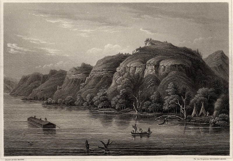afbeelding van prent Mississippi Scenery between Lake Pepin and St Croix River van H.J. Meyer (Mississippi)