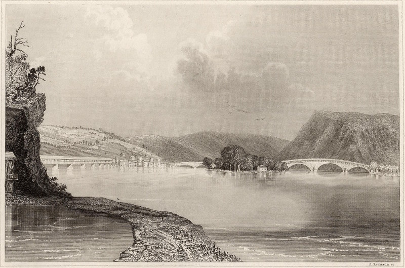afbeelding van prent NOrthumberland am Susquehannah (Verein. Staaten v. Nordamerica) van A. Rottmann (Northumberland)