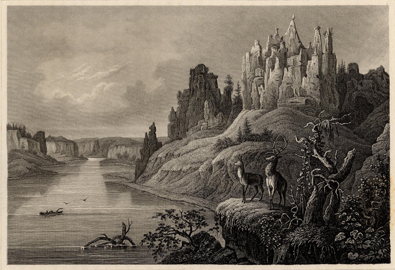 afbeelding van prent Die Stone Walls (Oberer Missouri) van naar Karl Bodmer (Missouri)