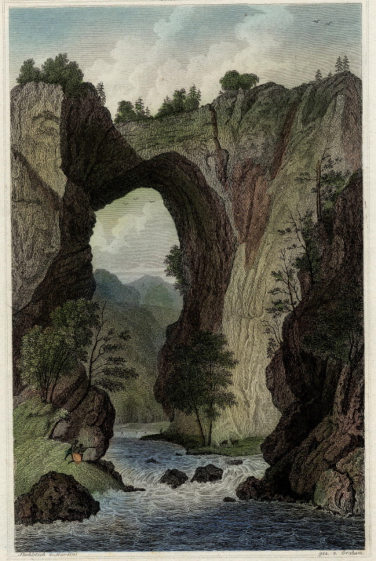 afbeelding van prent Die Naturliche Brucke in Virginien, Verein. Staaten van Martini, Graham (Virginia)
