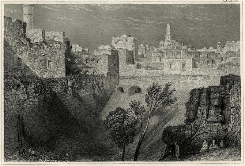 afbeelding van prent Jerusalem, innere Ansicht beym jetzt verschutteten Teiche von Bethesda van nn (Jeruzalem, Jerusalem)