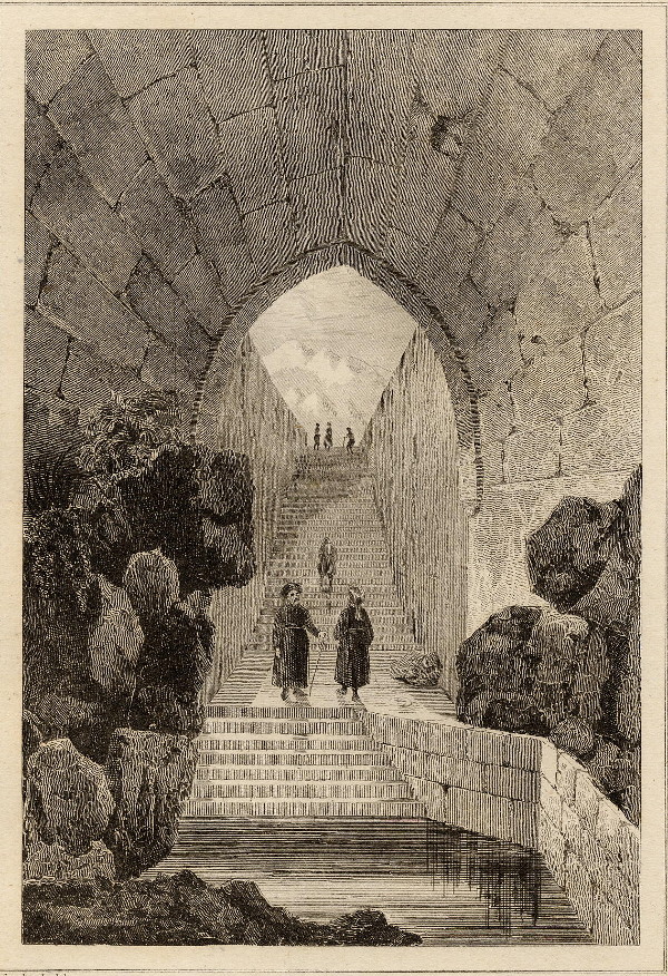 afbeelding van prent Piscine de Siloe a Jerusalem van Gaucherel, Lemaitre (Jeruzalem, Jerusalem)