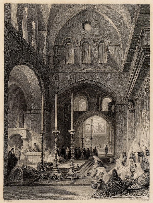 afbeelding van prent Entrance to theHoly Sepulchre, Jerusalem van T. Allom, J. Redaway (Jeruzalem, Jerusalem)