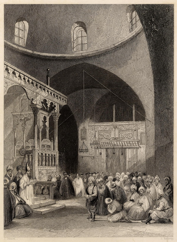 afbeelding van prent Synagogue of the Jews, Jerusalem van J. Salmon, J. Redaway (Jeruzalem, Jerusalem)