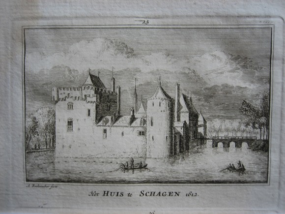 afbeelding van prent Het huis te Schagen van Abraham Rademaker (Schagen)