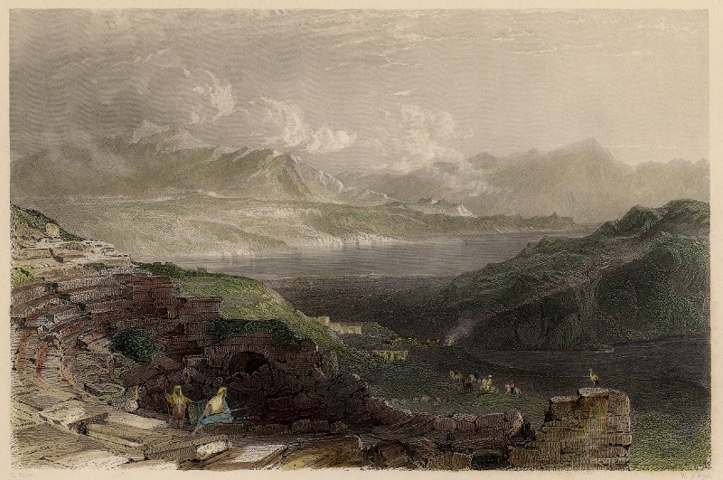afbeelding van prent Lake of Tiberias, or sea of Galilee van T. Allom, W. Floyd (Meer van Tiberias, Lake of Tiberias)