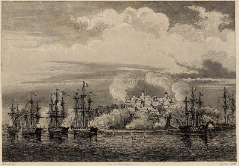 afbeelding van prent Bombardement de Tanger van Guerin, Ramus (Tanger, Tangier)