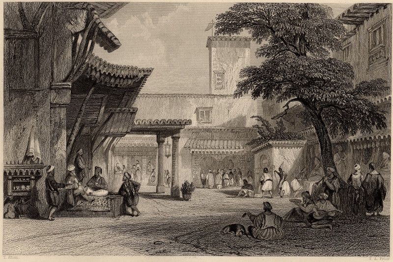 afbeelding van prent Bazaar of the fig tree, Algiers van T. Allom, T.A. Prior (Algiers)