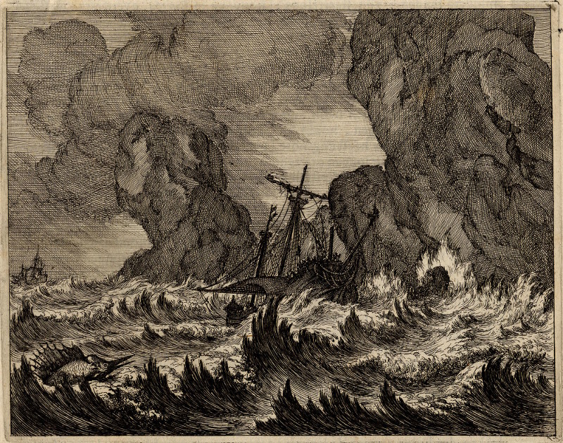 afbeelding van prent Het verongelukken van het schip de Batavia van nn (Houtman Abrolhos)