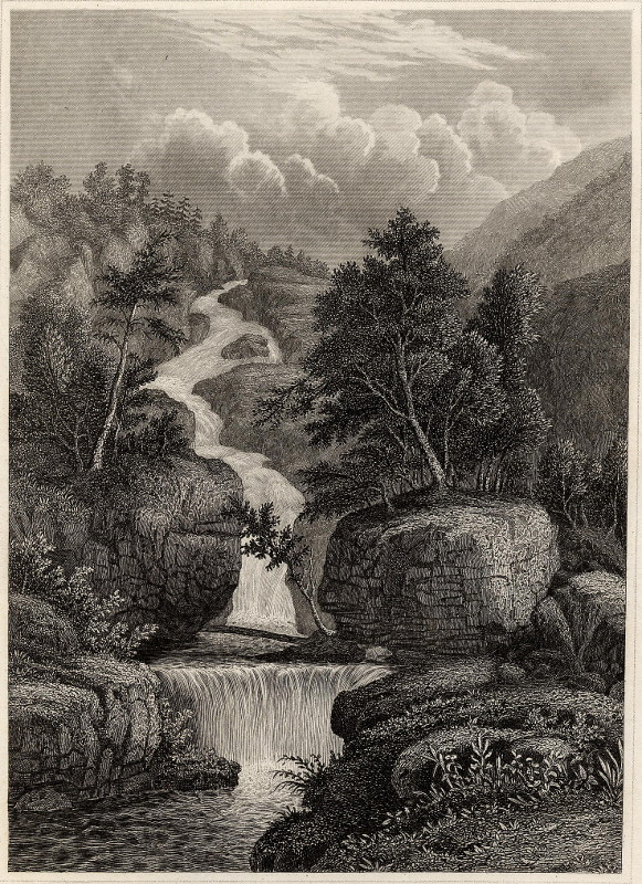 afbeelding van prent Die Silber-cascade, Weisse Berge van nn (Kreta)