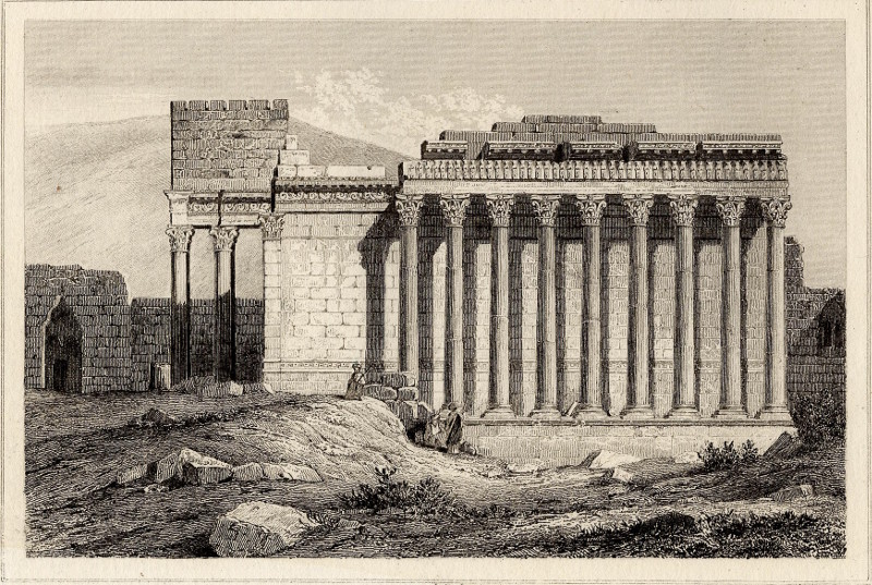 afbeelding van prent Temple de Jupiter, a Baalbeck van Lemaitre (Baalbek, Heliopolis)