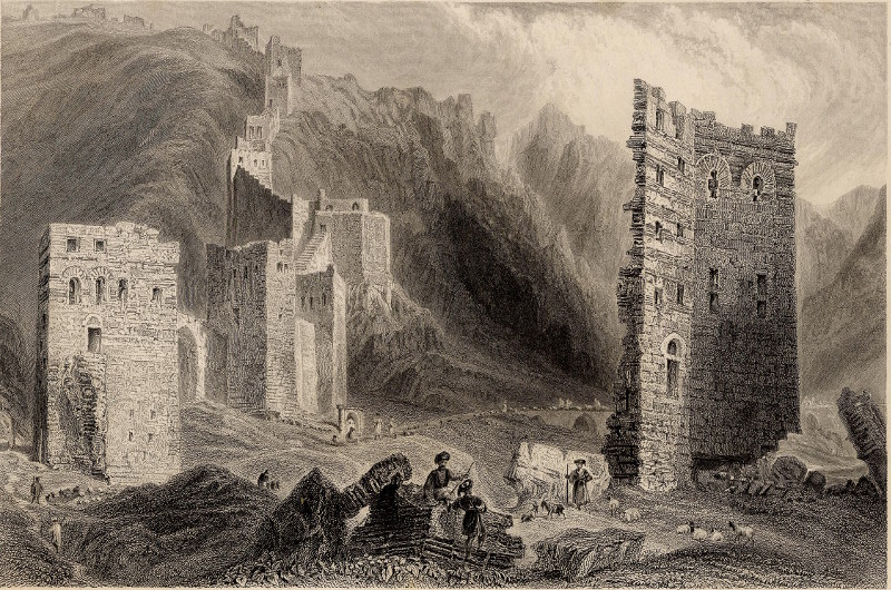 afbeelding van prent Wall on the west side of Antioch van W.H. Bartlett, J.H. le Keux (Antioch, Antakya)