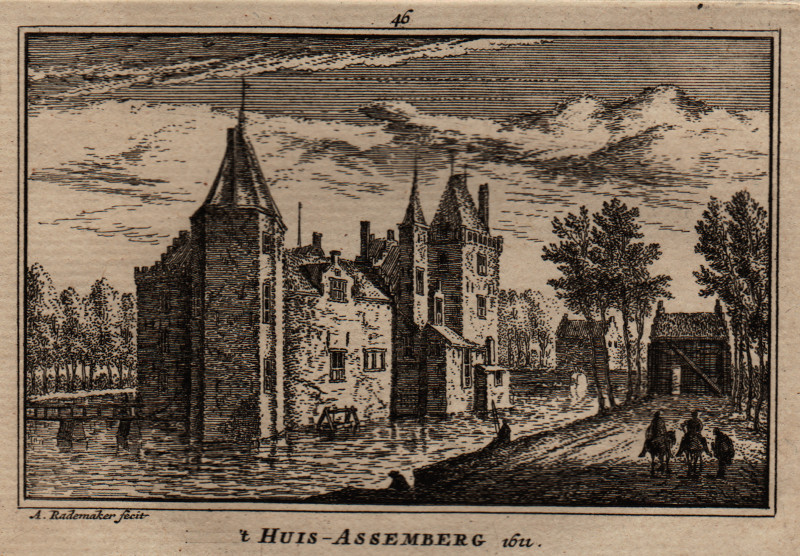 afbeelding van prent ´t Huis Assemberg, Heemskerk van Abraham Rademaker (Heemskerk)
