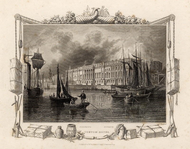 afbeelding van prent Custom House van Ja. Tingle (Londen, London)