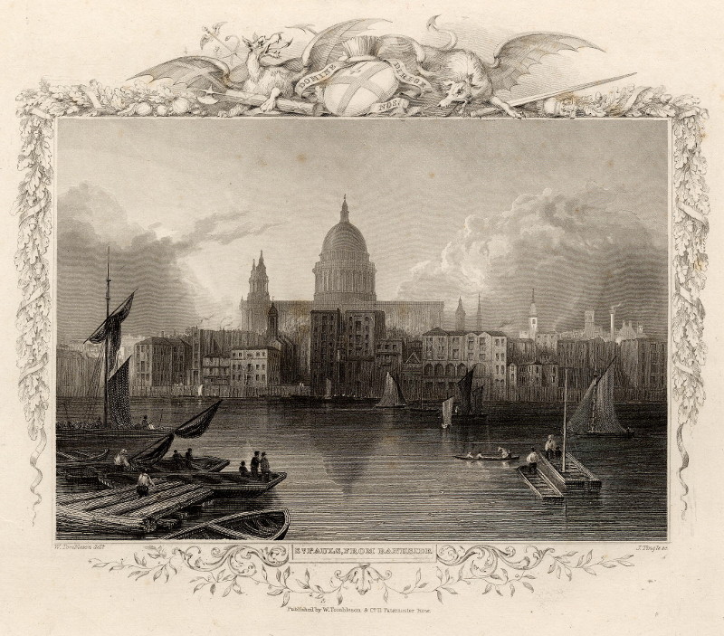 afbeelding van prent St. Pauls, from bankside van W. Tombleson, J. Tingle (Londen, London)