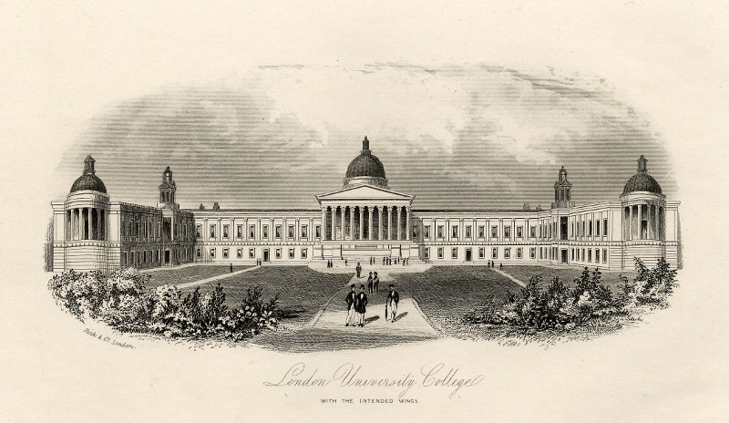 afbeelding van prent London University College, with the intended wings van William & Henry Rock (Londen, London)