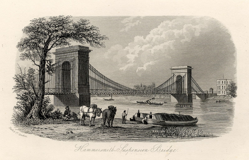 afbeelding van prent Hammersmith Suspension Bridge van William & Henry Rock (Londen, London)