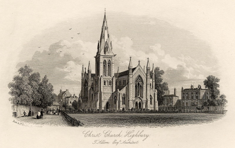 afbeelding van prent Christ Church, Highbury. T. Allom Esq. Architect. van William & Henry Rock (Londen, London)