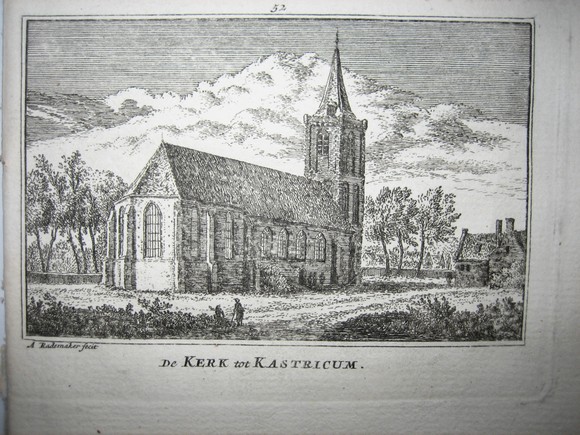 afbeelding van prent De kerk van Castricum van Abraham Rademaker (Castricum)