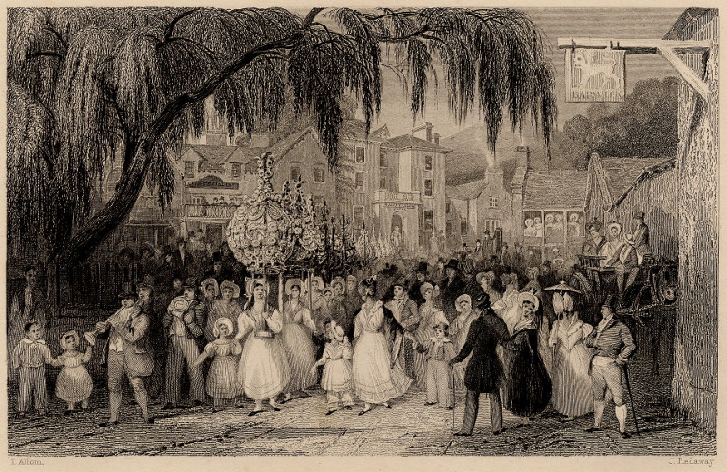 afbeelding van prent The rushbearing at Ambleside, Westmorland van T. Allom, J. Redaway (Ambleside)