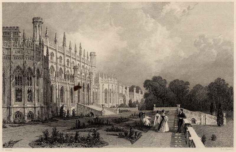 afbeelding van prent East fron of Eaton Hall, Cheshire van T. Allom, F.J. Havell (Eaton)