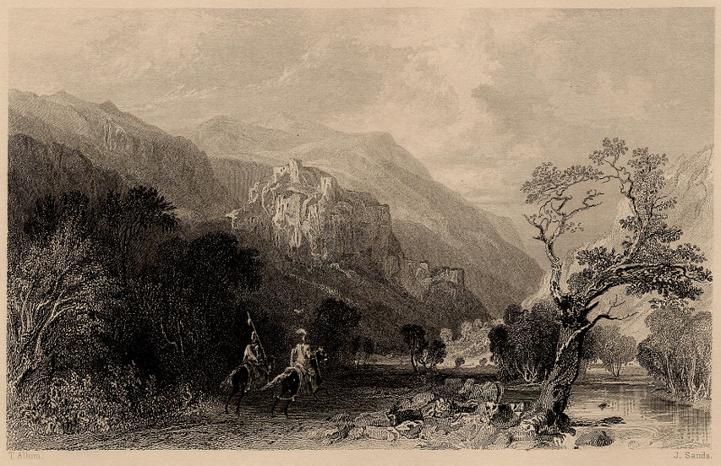 afbeelding van prent Castle Rock, Vale of St. John, looking south, Cumberland van T. Allom, J. Sands (Cumbria)