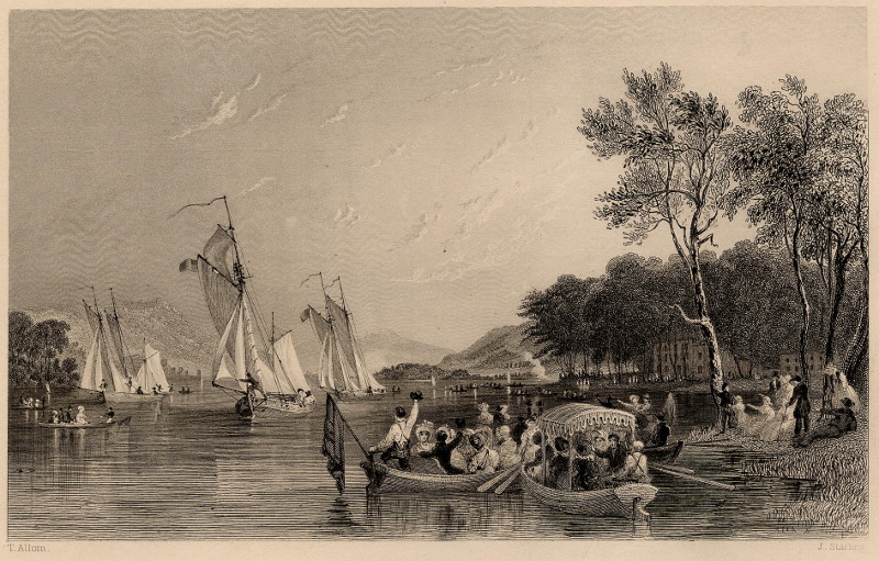 afbeelding van prent Ferry house regatta; Windermere lake van T. Allom, J. Starling (Windermere)
