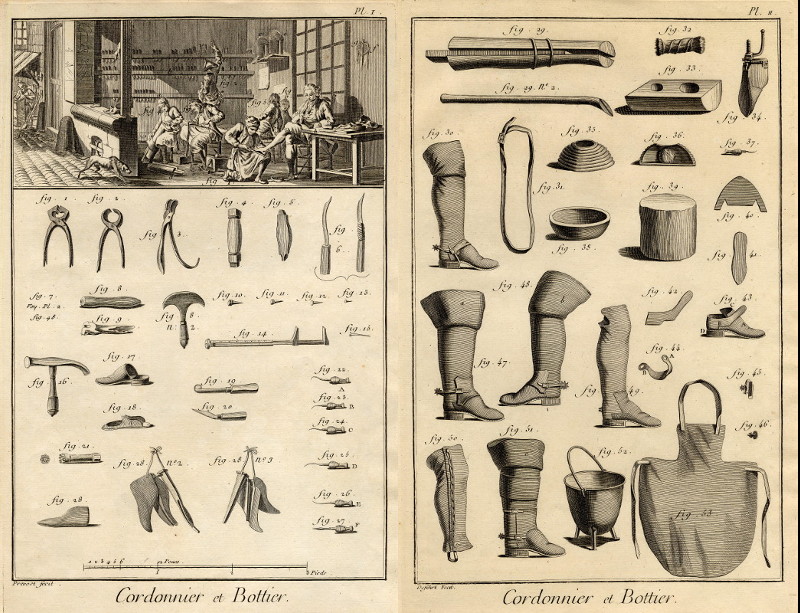 afbeelding van prent Cordonnier et Bottier van Prevost, Defehrt