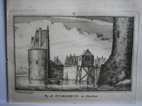afbeelding van prent Sparebrug te Haarlem van Abraham Rademaker (Haarlem)
