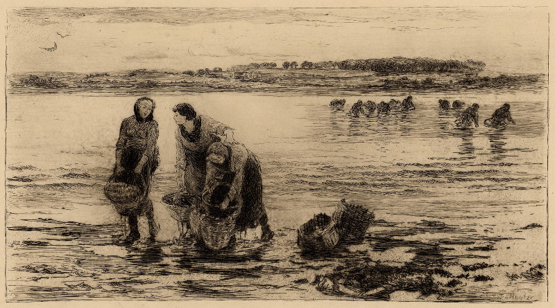 afbeelding van prent The mussel gatherers  van Colin Hunter